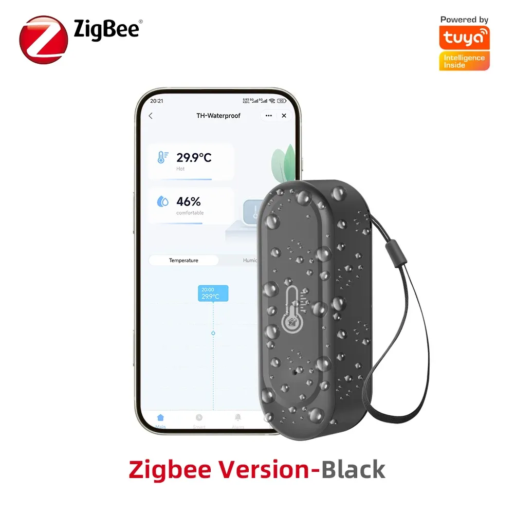 Capteur intelligent de température et d'humidité Tuya WiFi/Zigbee pour extérieur, IP65 étanche, surveillance à distance via application, compatible Alexa et Google Home 7