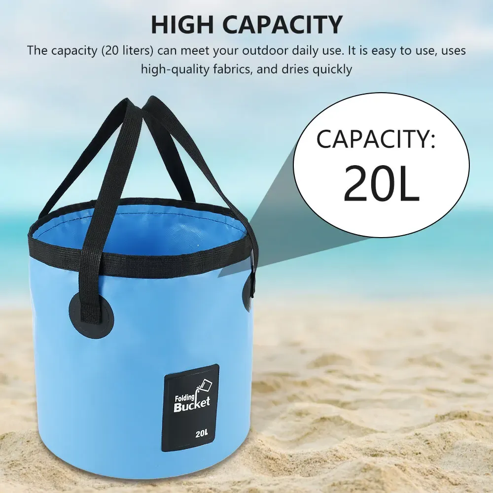 Seau pliant étanche 20 L portable pour l'extérieur 2