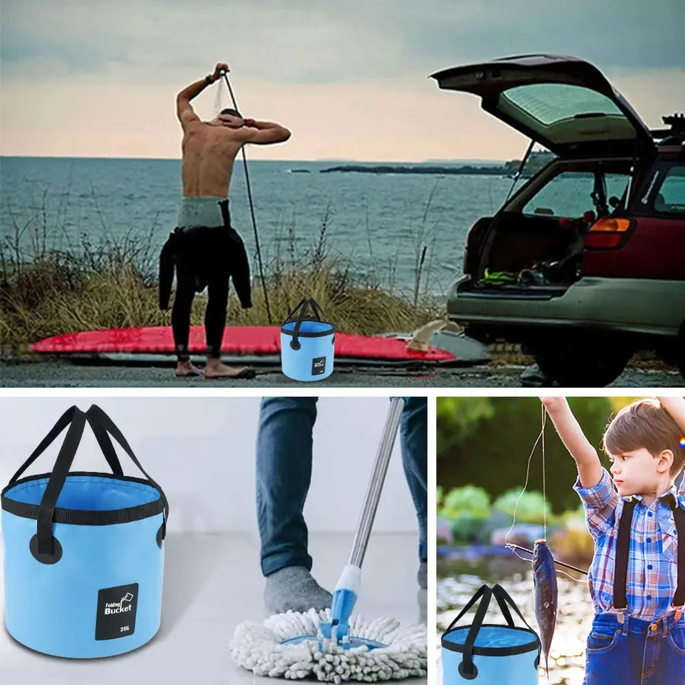 Seau pliant étanche 20 L portable pour l'extérieur 3