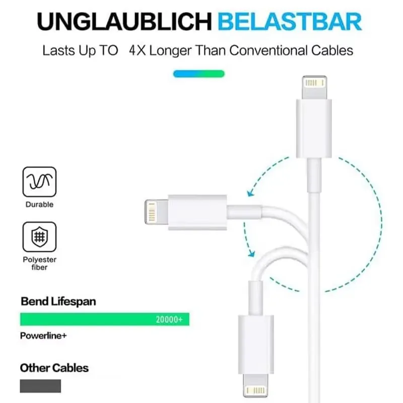 Câble Lightning vers USB-C Power Delivery 20 W certifié MFi pour iPhone 14, 13, 12, 11, Pro Max, XS Max, XR, 8, 7 et 6 5