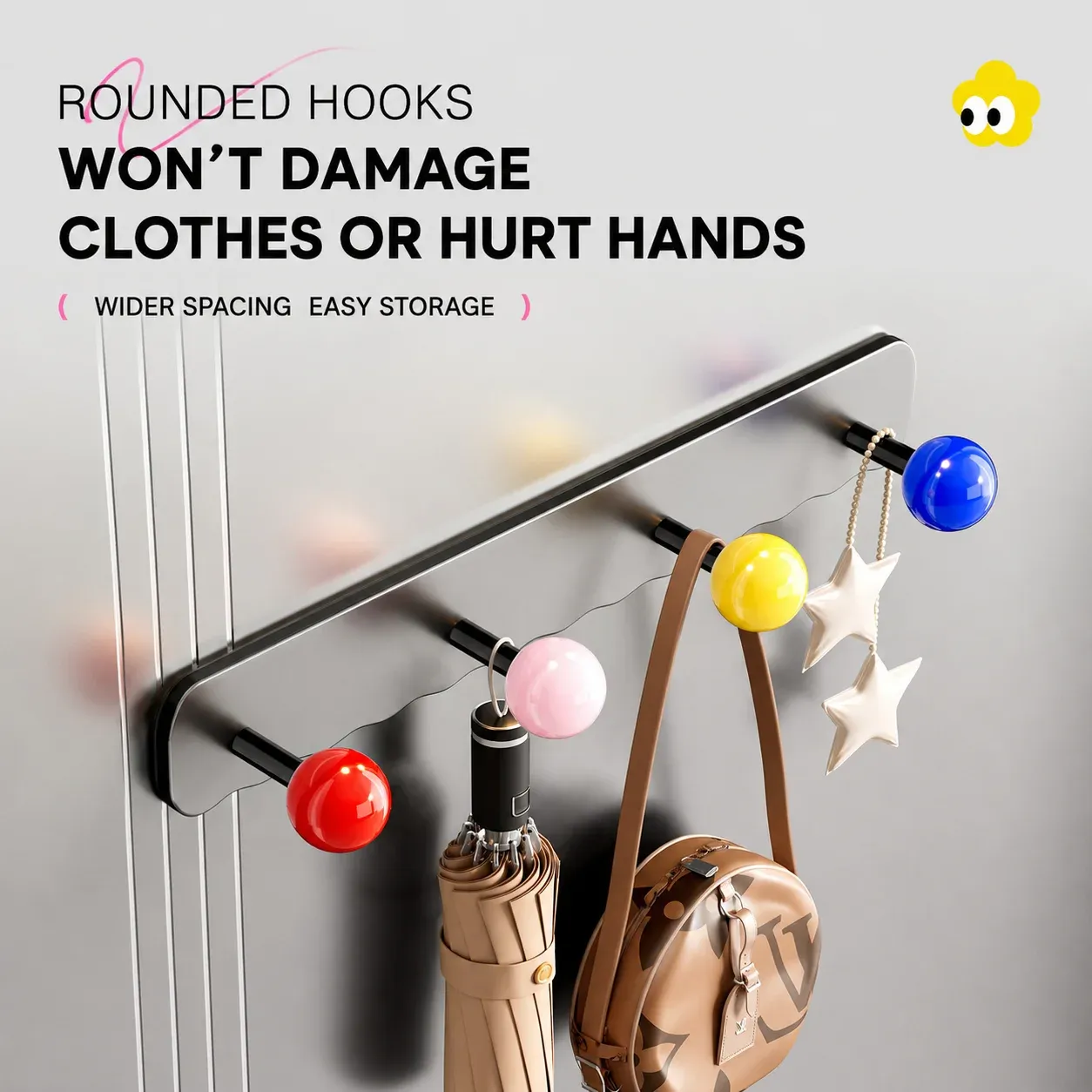 Organisateur magnétique pour porte en acier au carbone, forte adhérence, avec crochets pour clés, vêtements, chaussons et parapluies 3
