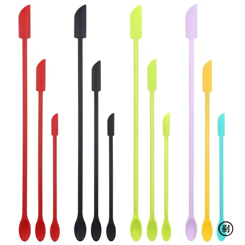 Ensemble de 3 grattoirs en silicone pour la cuisson, à double extrémité 2 en 1, avec mini flacon cosmétique et spatule à confiture 1