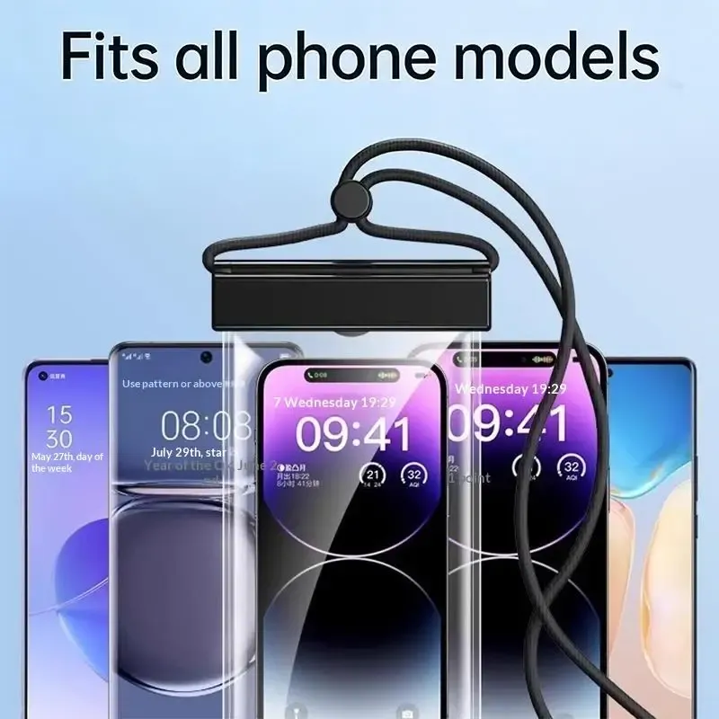 Pochette étanche pour téléphone à bandoulière universelle, transparente et compatible écran tactile, idéale pour la natation, la plongée et les déplacements quotidiens 3