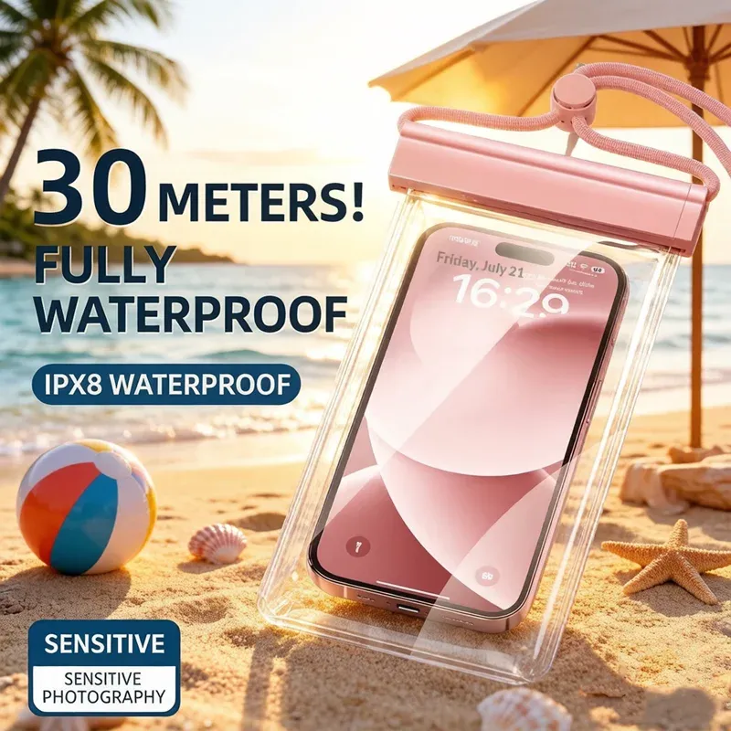 Pochette étanche pour téléphone à bandoulière universelle, transparente et compatible écran tactile, idéale pour la natation, la plongée et les déplacements quotidiens 1