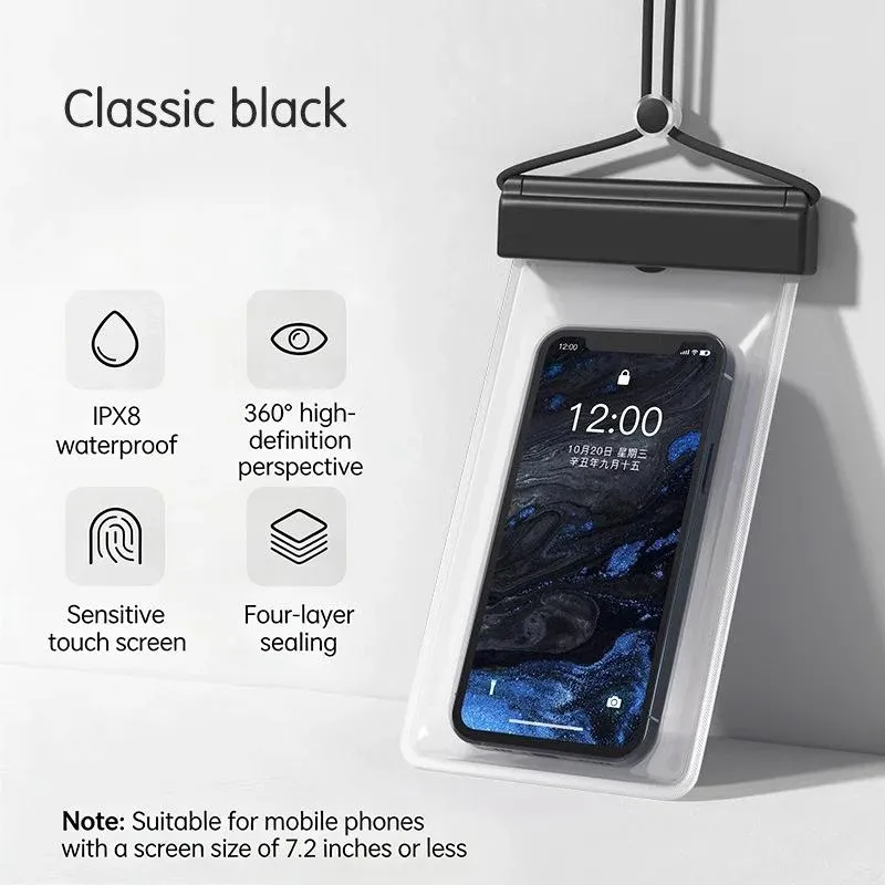 Pochette étanche pour téléphone à bandoulière universelle, transparente et compatible écran tactile, idéale pour la natation, la plongée et les déplacements quotidiens 10