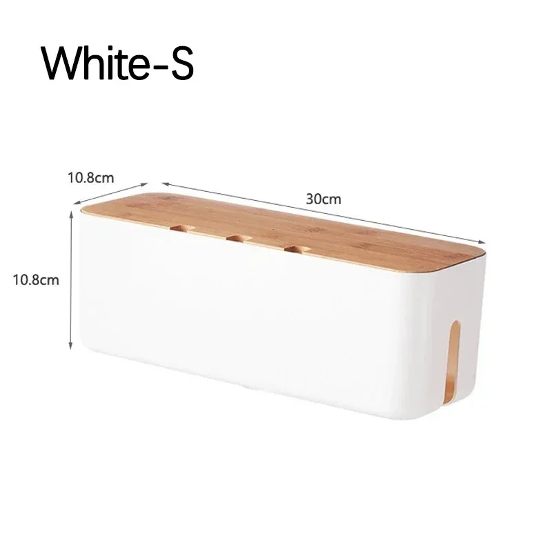 Boîte de gestion des câbles avec couvercle en bambou, boîte de rangement pour boîtier de jonction, dissimulation des fils, organisateur de câbles de bureau 7