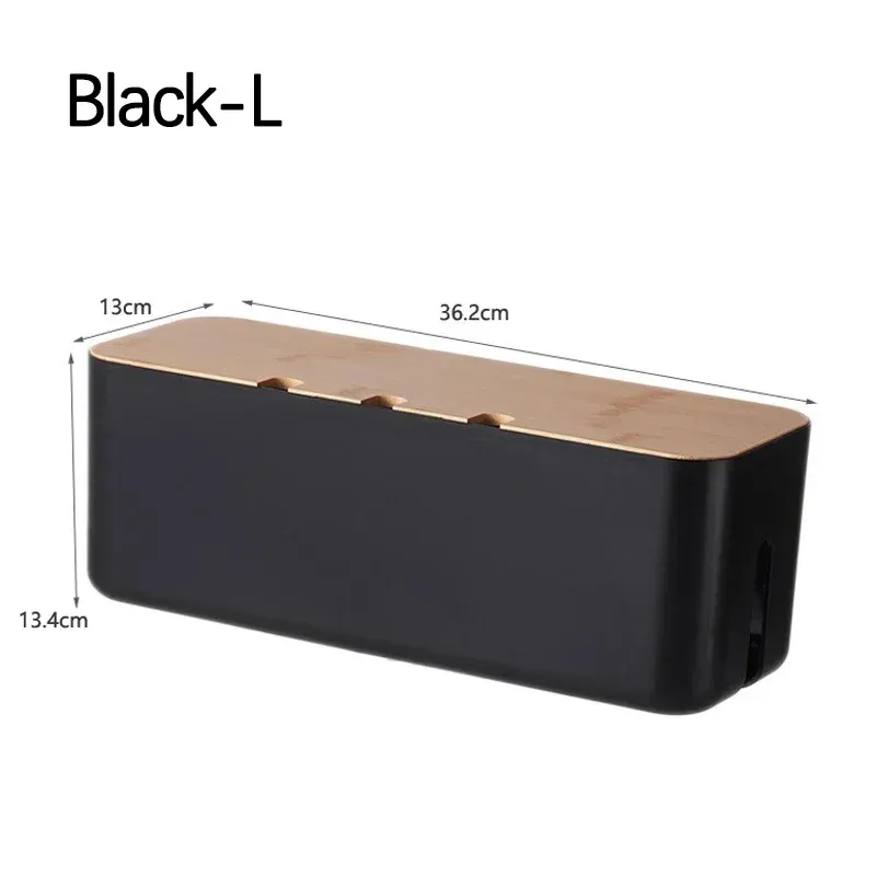 Boîte de gestion des câbles avec couvercle en bambou, boîte de rangement pour boîtier de jonction, dissimulation des fils, organisateur de câbles de bureau 8