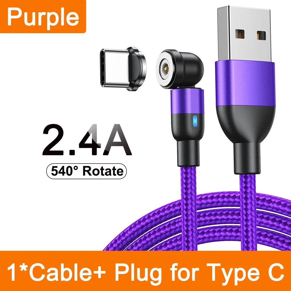 AUFU Câble de charge magnétique 3 en 1 rotatif à 540°, USB-C, Micro USB et Lightning, compatible iPhone, Xiaomi, Samsung et Huawei 11