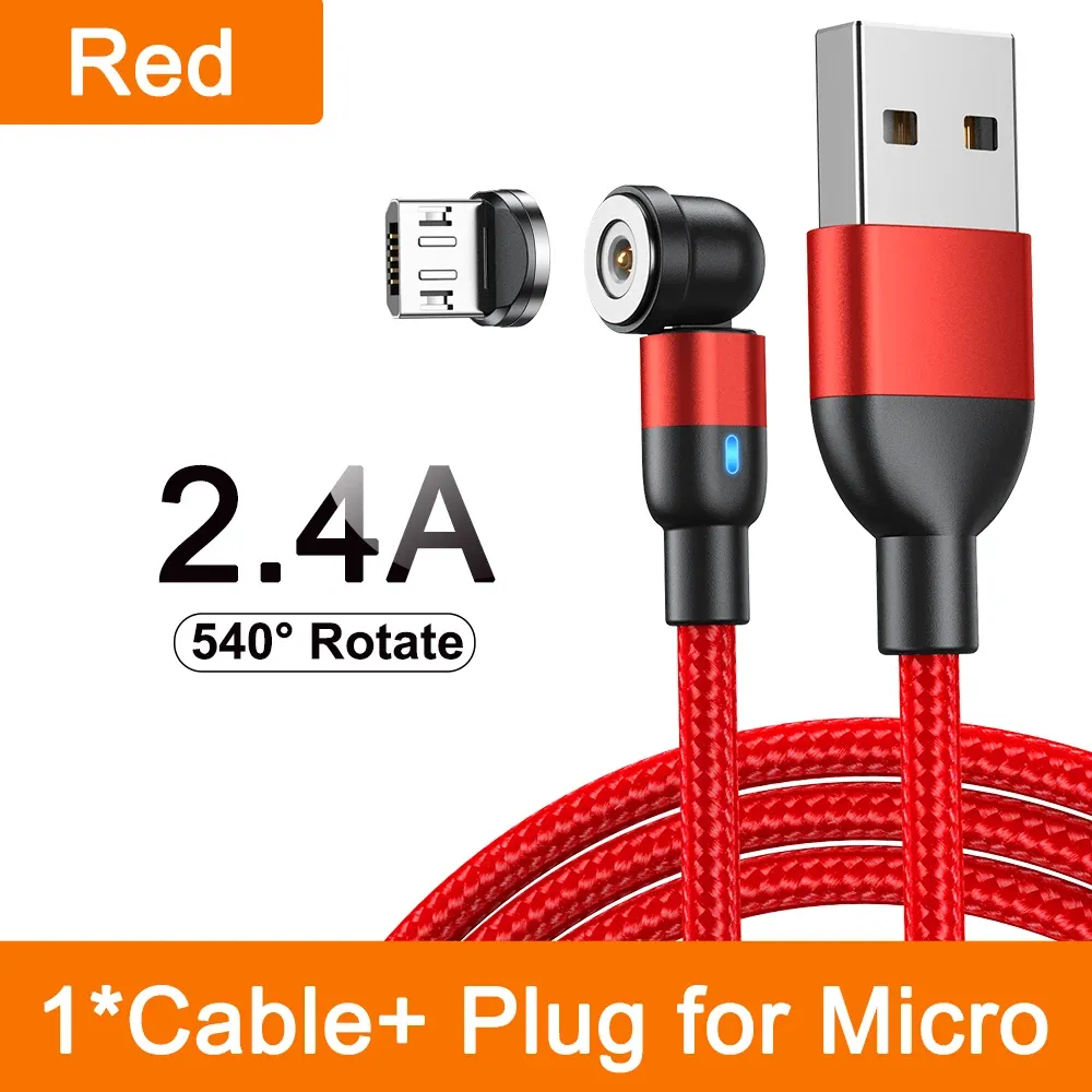 AUFU Câble de charge magnétique 3 en 1 rotatif à 540°, USB-C, Micro USB et Lightning, compatible iPhone, Xiaomi, Samsung et Huawei 7