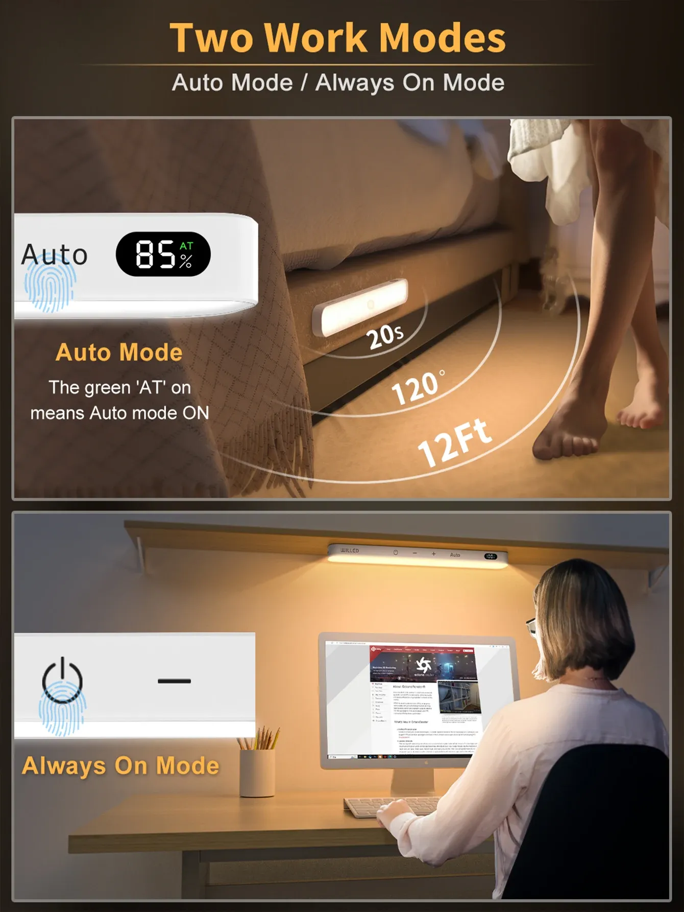 Wait, the title is already in French. Translating it to clean, professional French means condensing the spammy keyword stuffing into a natural product name.

Veilleuse LED sans fil à détecteur de mouvement pour armoire, rechargeable, 60 LEDs, lumière chaude, avec écran de batterie et commande tactile 3