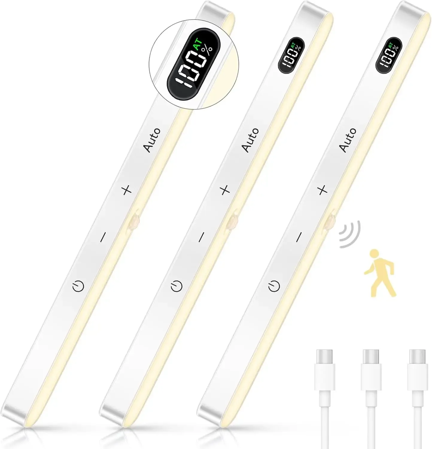 Wait, the title is already in French. Translating it to clean, professional French means condensing the spammy keyword stuffing into a natural product name.

Veilleuse LED sans fil à détecteur de mouvement pour armoire, rechargeable, 60 LEDs, lumière chaude, avec écran de batterie et commande tactile 10