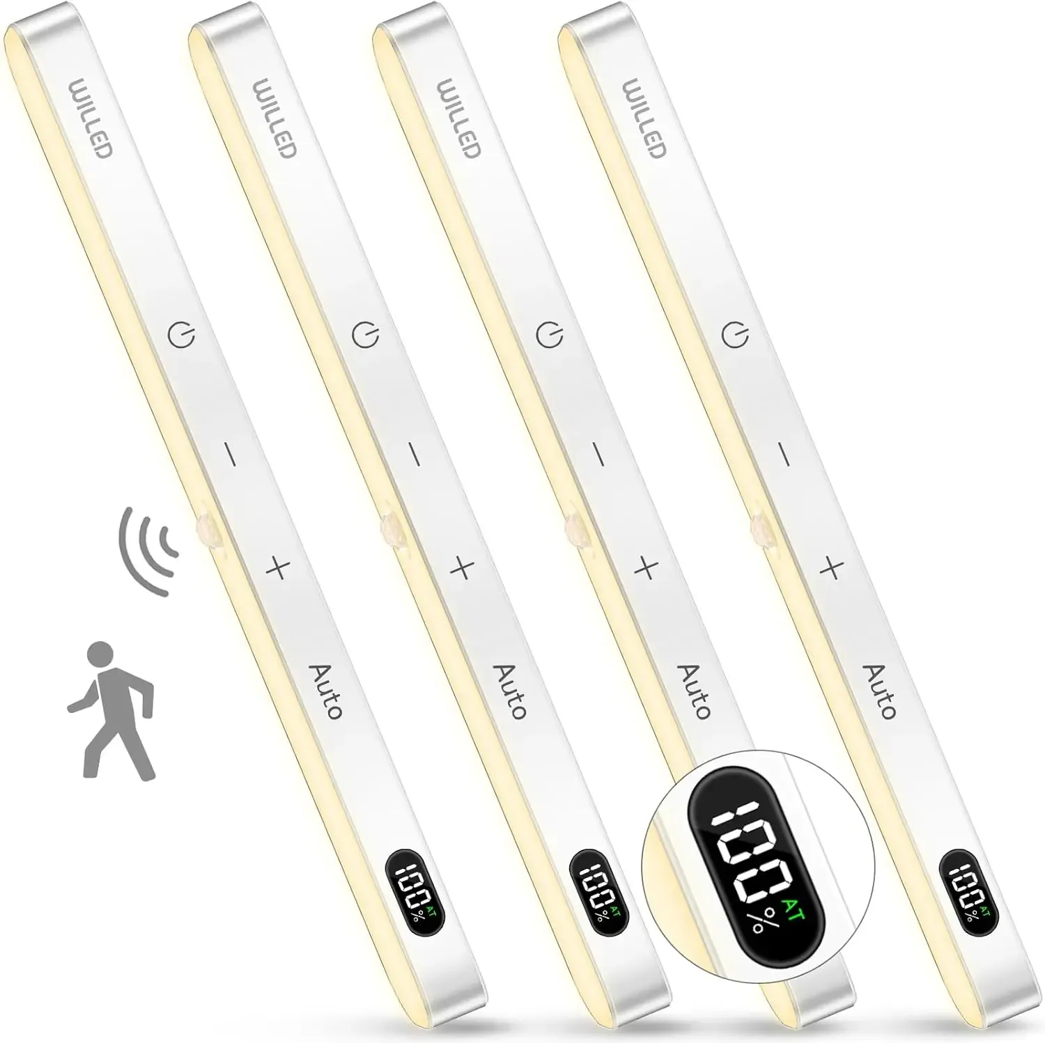 Wait, the title is already in French. Translating it to clean, professional French means condensing the spammy keyword stuffing into a natural product name.

Veilleuse LED sans fil à détecteur de mouvement pour armoire, rechargeable, 60 LEDs, lumière chaude, avec écran de batterie et commande tactile 9