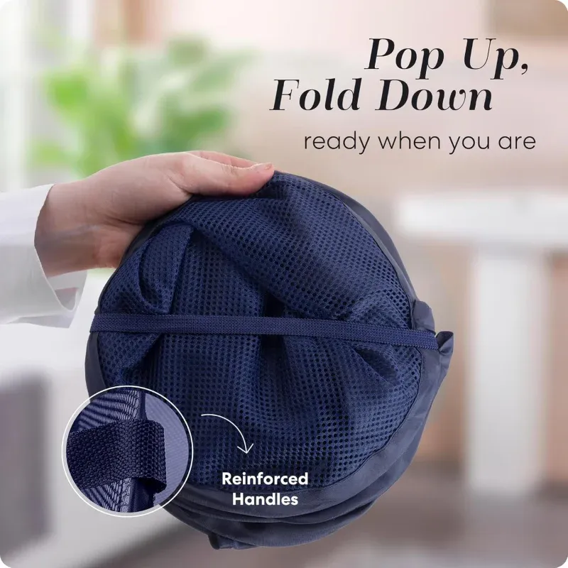 Panier à linge pop-up en maille, portable et pliable, avec poignée renforcée 3