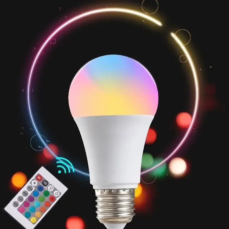 Ampoule LED RGB multicolore E27 220 V avec télécommande, 16 couleurs et intensité variable 3