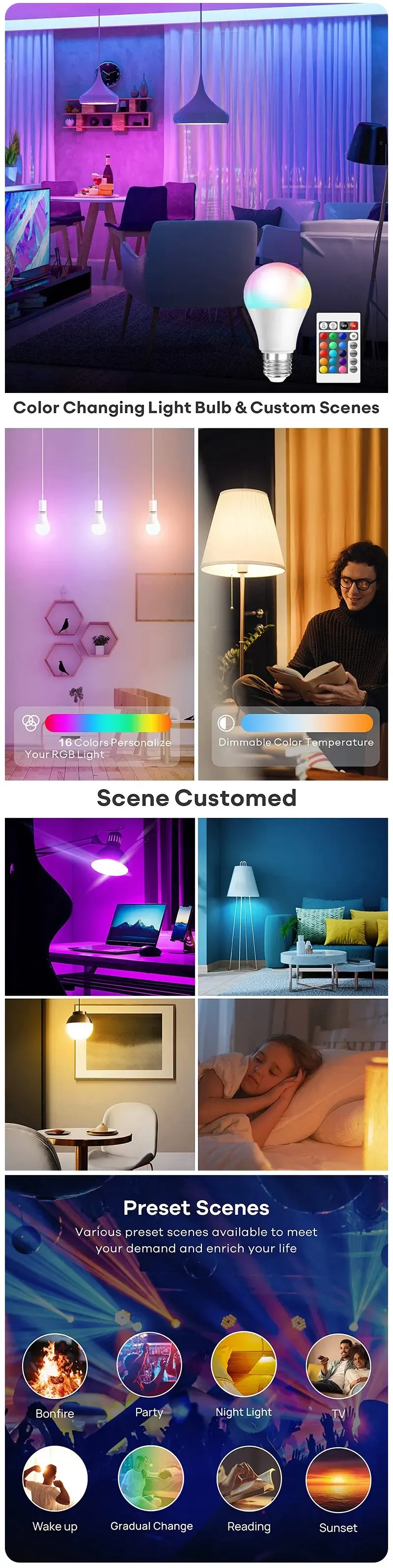 Ambiance lumineuse multicolore dans un salon