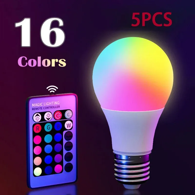 Ampoule LED RGB multicolore E27 220 V avec télécommande, 16 couleurs et intensité variable 7