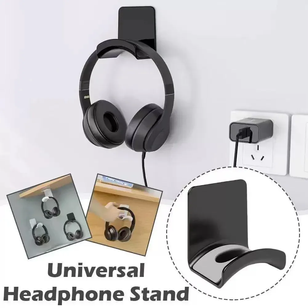 Support de casque adhésif installé sous le bureau