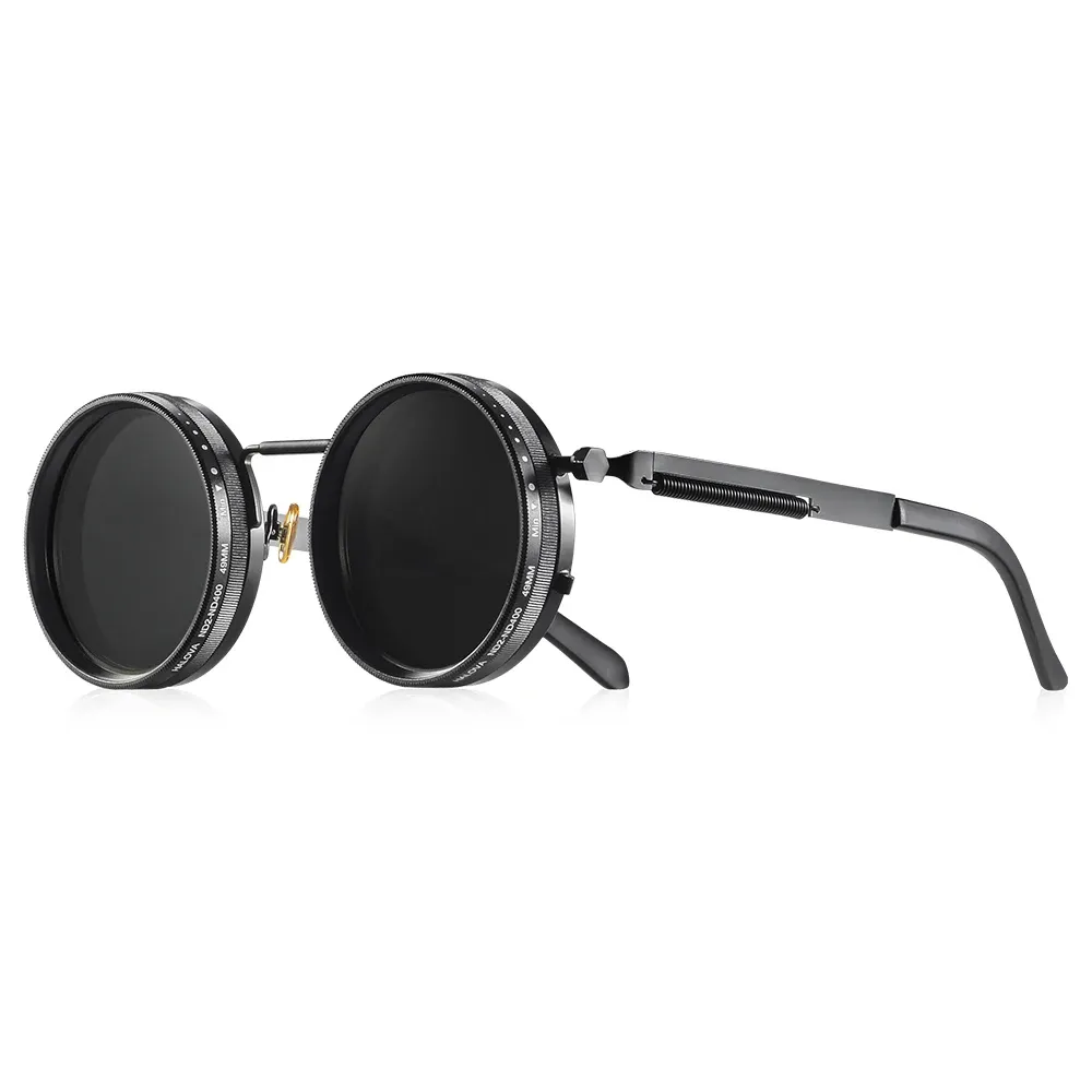 CRIXALIS Lunettes de soleil rondes polarisées ND9 à gradation réglable, style rétro punk, mixte, protection UV400 12