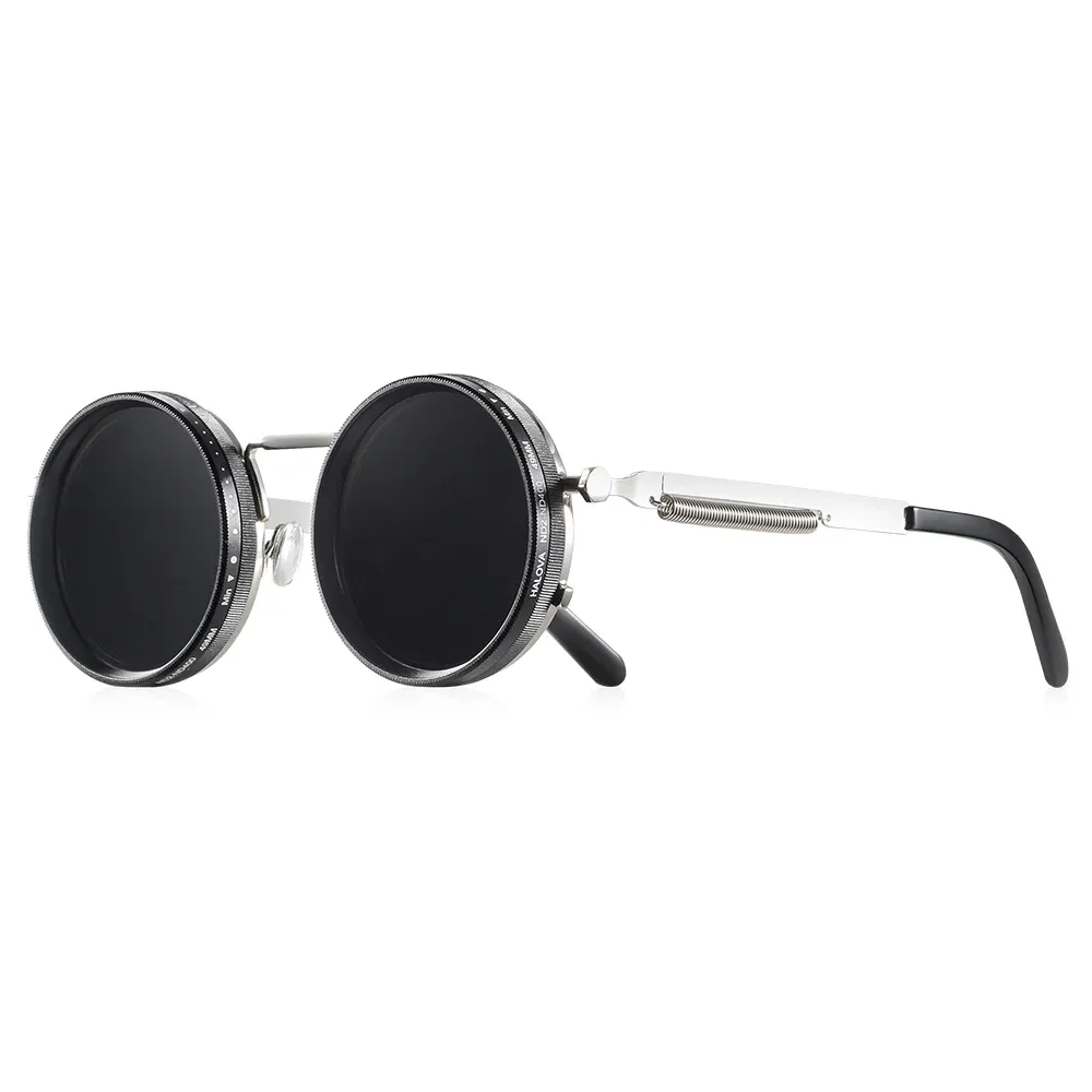 CRIXALIS Lunettes de soleil rondes polarisées ND9 à gradation réglable, style rétro punk, mixte, protection UV400 11