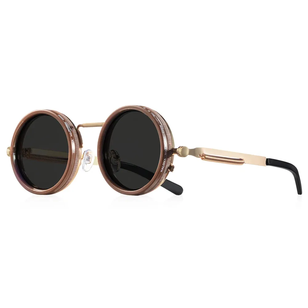 CRIXALIS Lunettes de soleil rondes polarisées ND9 à gradation réglable, style rétro punk, mixte, protection UV400 9