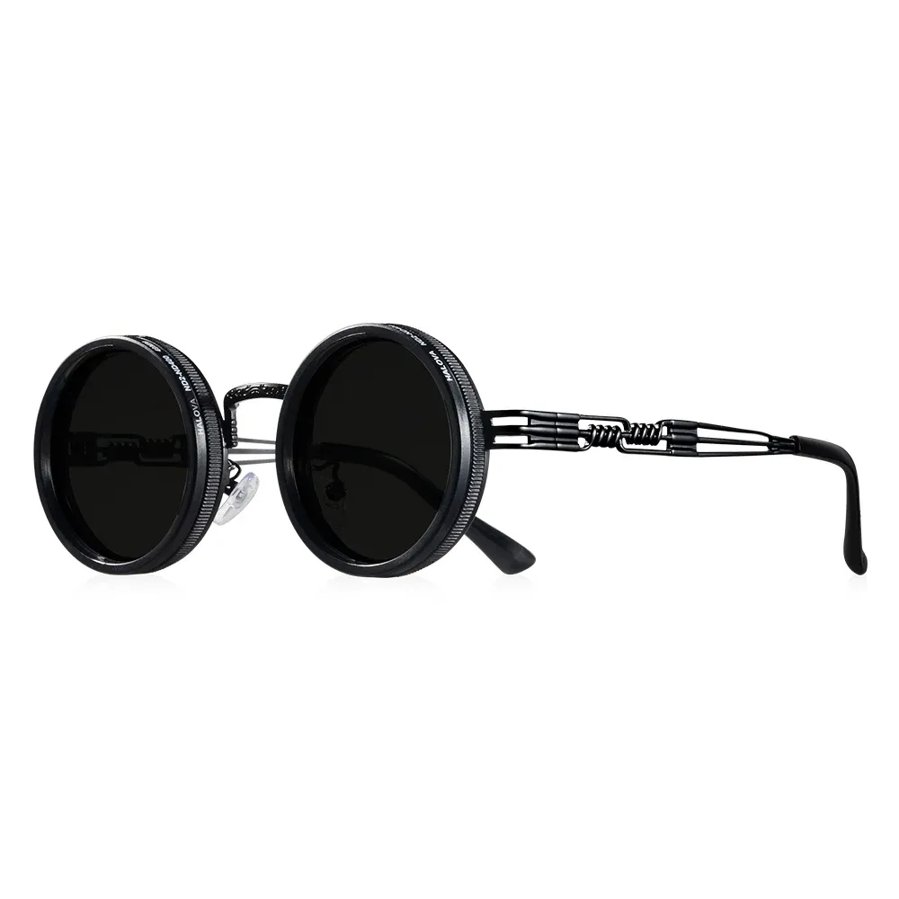 CRIXALIS Lunettes de soleil rondes polarisées ND9 à gradation réglable, style rétro punk, mixte, protection UV400 10