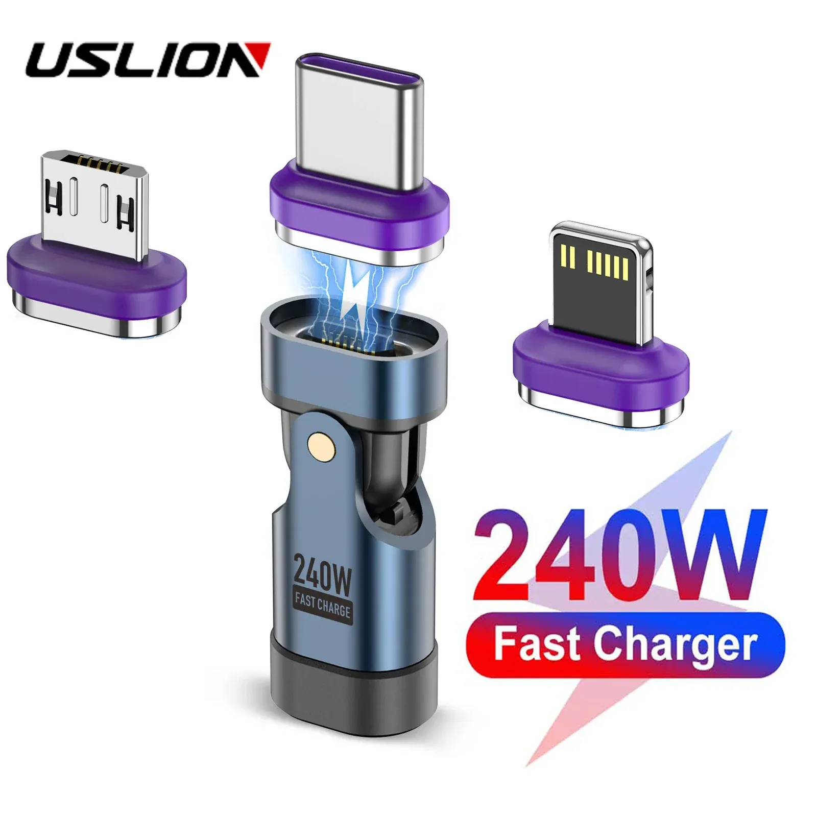 USLION Adaptateur USB-C magnétique 240 W, charge rapide