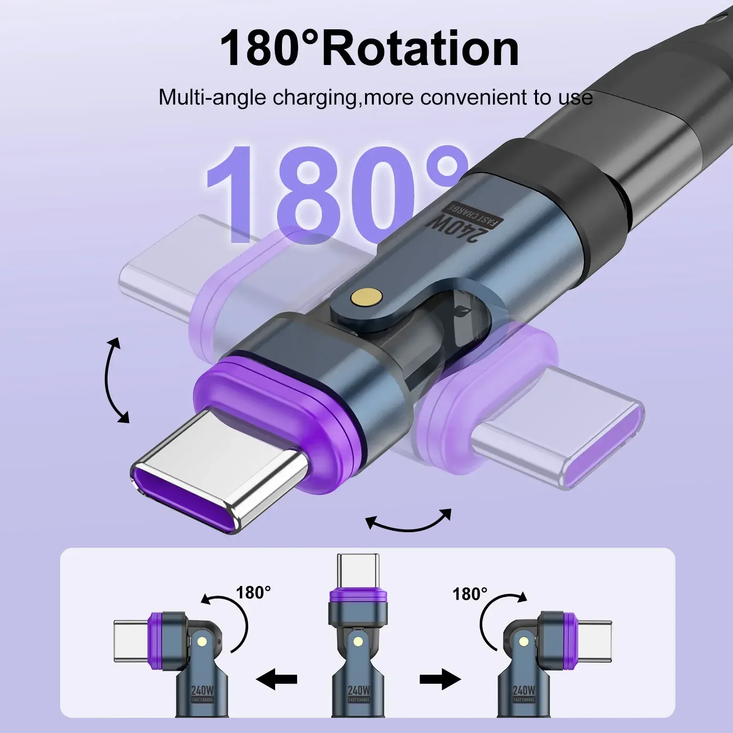 USLION Adaptateur USB-C magnétique 240 W, charge rapide 4