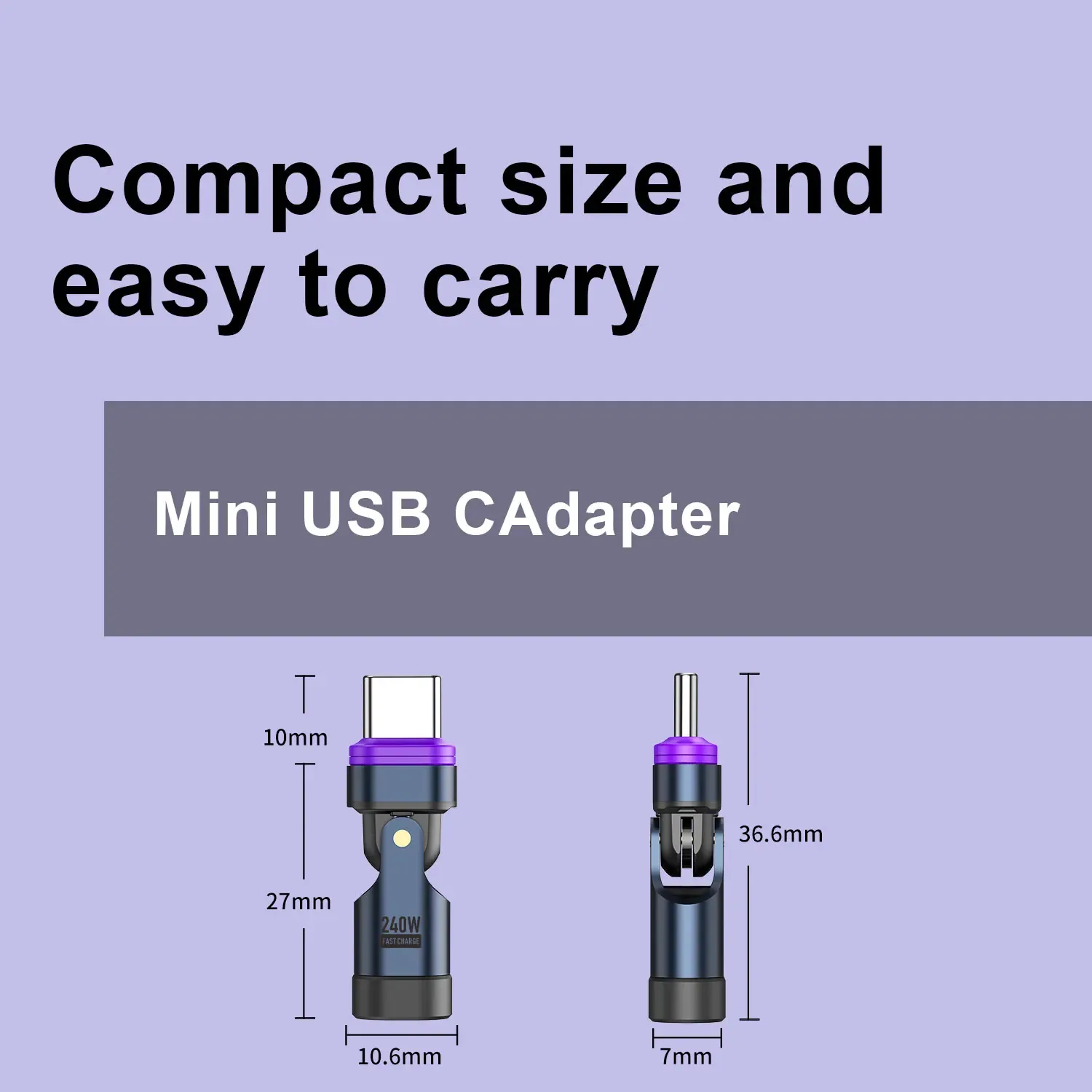 Adaptateur USB-C magnétique sous différents angles