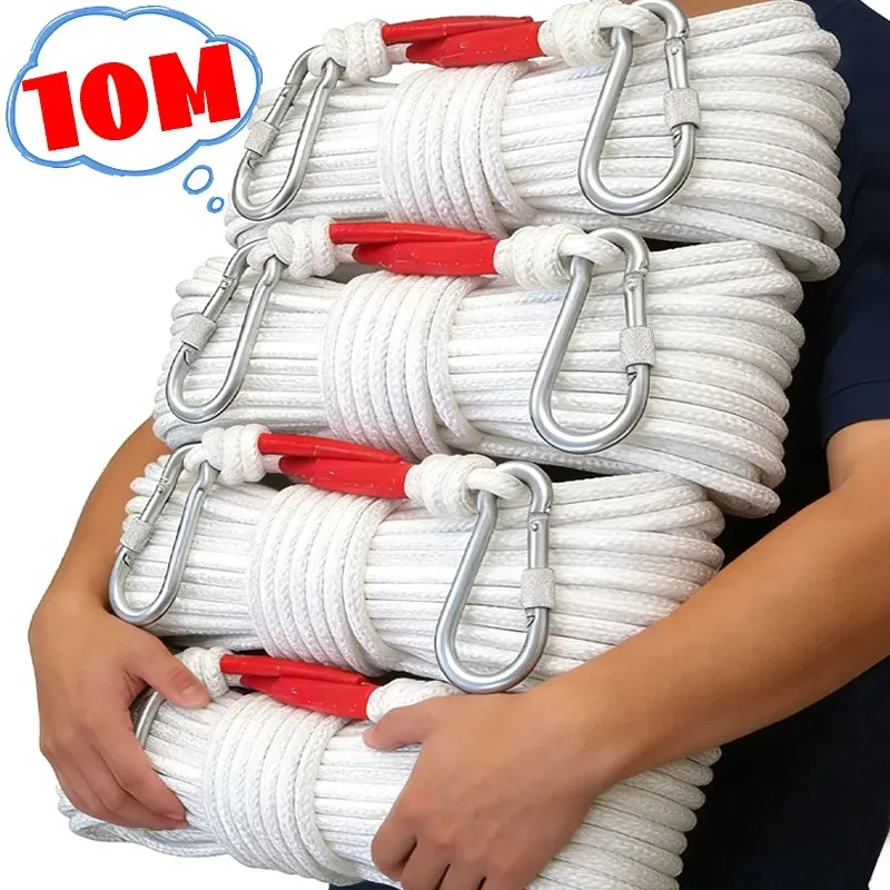 Corde à linge en fil métallique 5/10 m, robuste, coupe-vent, sans perçage, pour séchage du linge et fixation de tentes de voyage en extérieur - Image 1