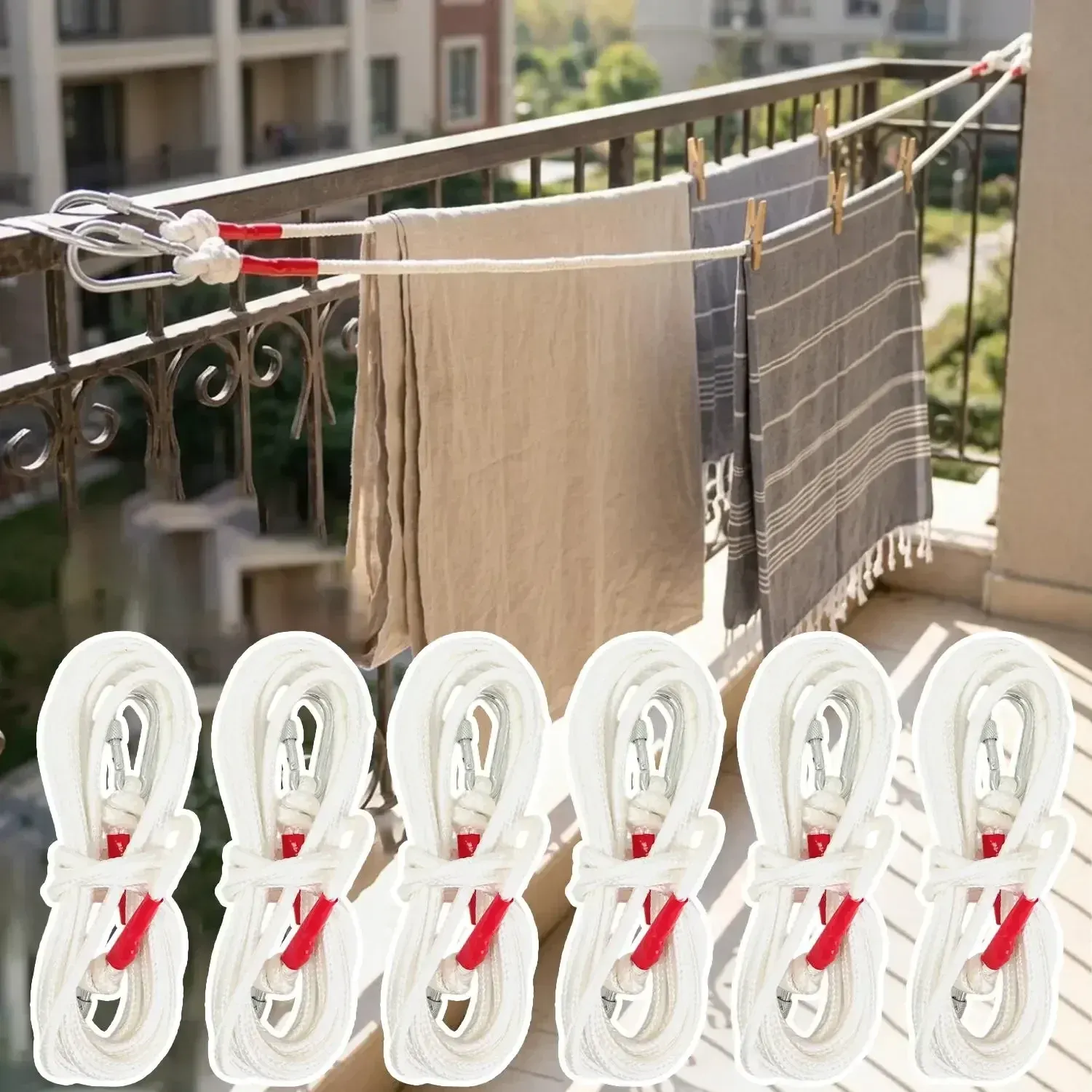 Corde à linge en fil métallique vue d'ensemble