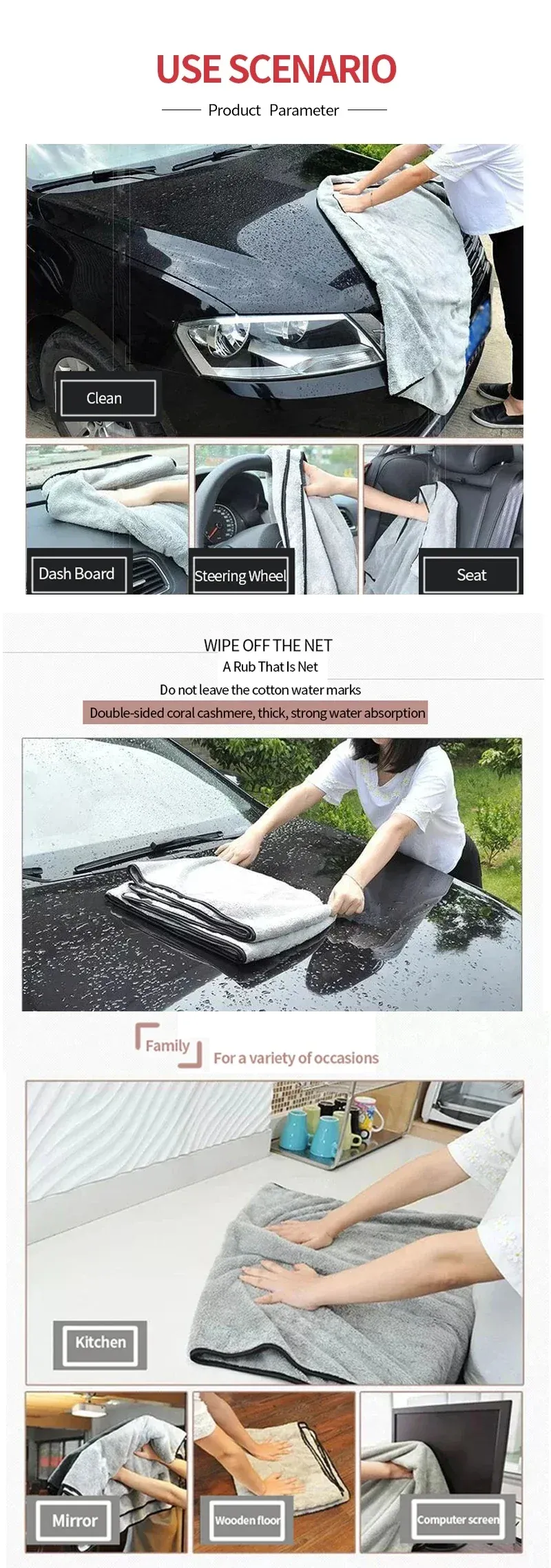 Serviette microfibre en situation d'utilisation