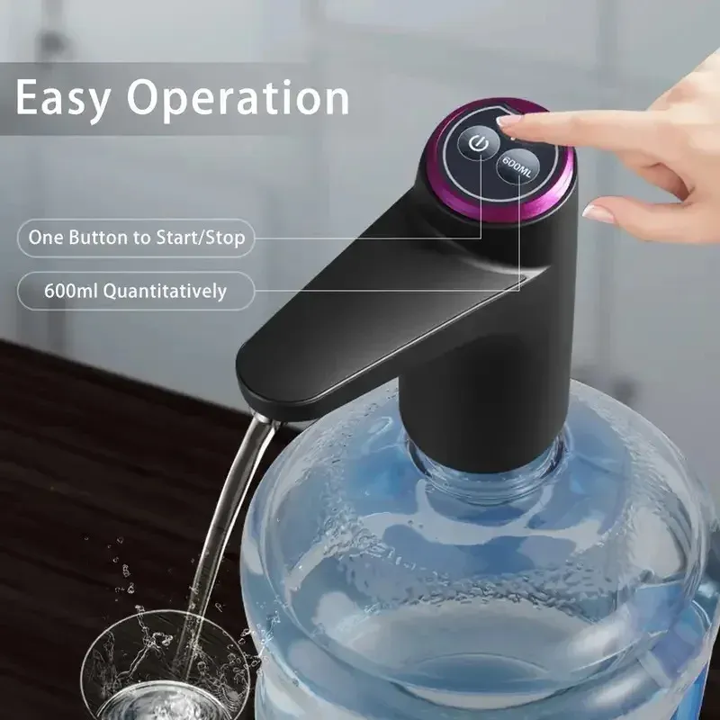 Distributeur d'eau portable 5 gallons avec pompe électrique automatique et chargement USB, idéal pour la maison, le bureau et l'extérieur