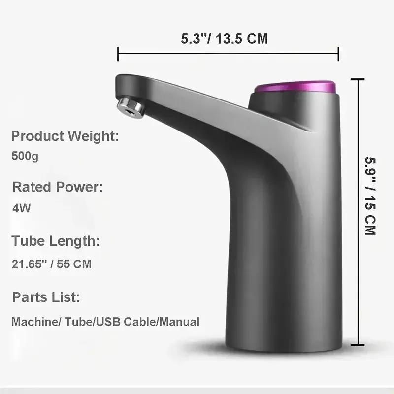 Distributeur d'eau portable 5 gallons avec pompe électrique automatique et chargement USB, idéal pour la maison, le bureau et l'extérieur 3