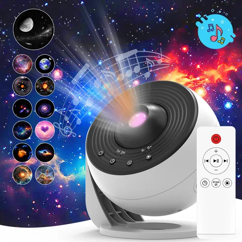 Projecteur d'étoiles Galaxy HD à disque Lmage amélioré, veilleuse planétarium avec télécommande et fonction Bluetooth pour chambre - Image 1