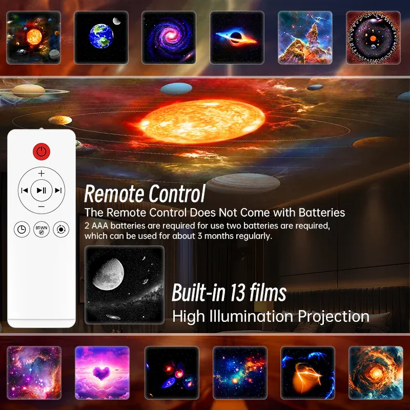 Projecteur d'étoiles Galaxy HD à disque Lmage amélioré, veilleuse planétarium avec télécommande et fonction Bluetooth pour chambre 3
