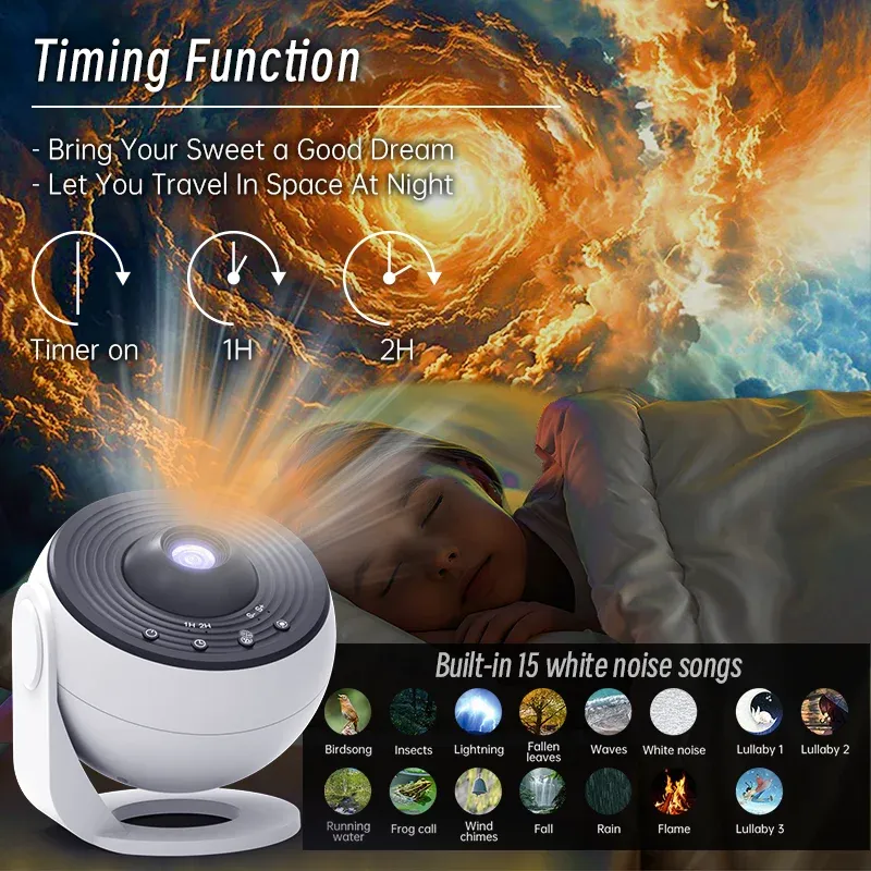 Projecteur d'étoiles Galaxy HD à disque Lmage amélioré, veilleuse planétarium avec télécommande et fonction Bluetooth pour chambre 2