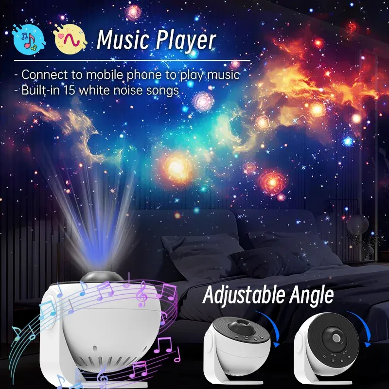Projecteur d'étoiles Galaxy HD à disque Lmage amélioré, veilleuse planétarium avec télécommande et fonction Bluetooth pour chambre 4