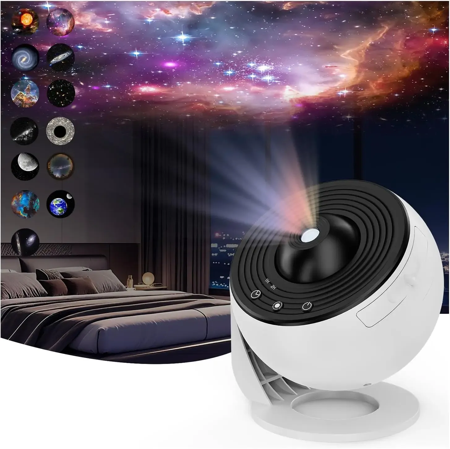 Projecteur d'étoiles Galaxy HD à disque Lmage amélioré, veilleuse planétarium avec télécommande et fonction Bluetooth pour chambre 9