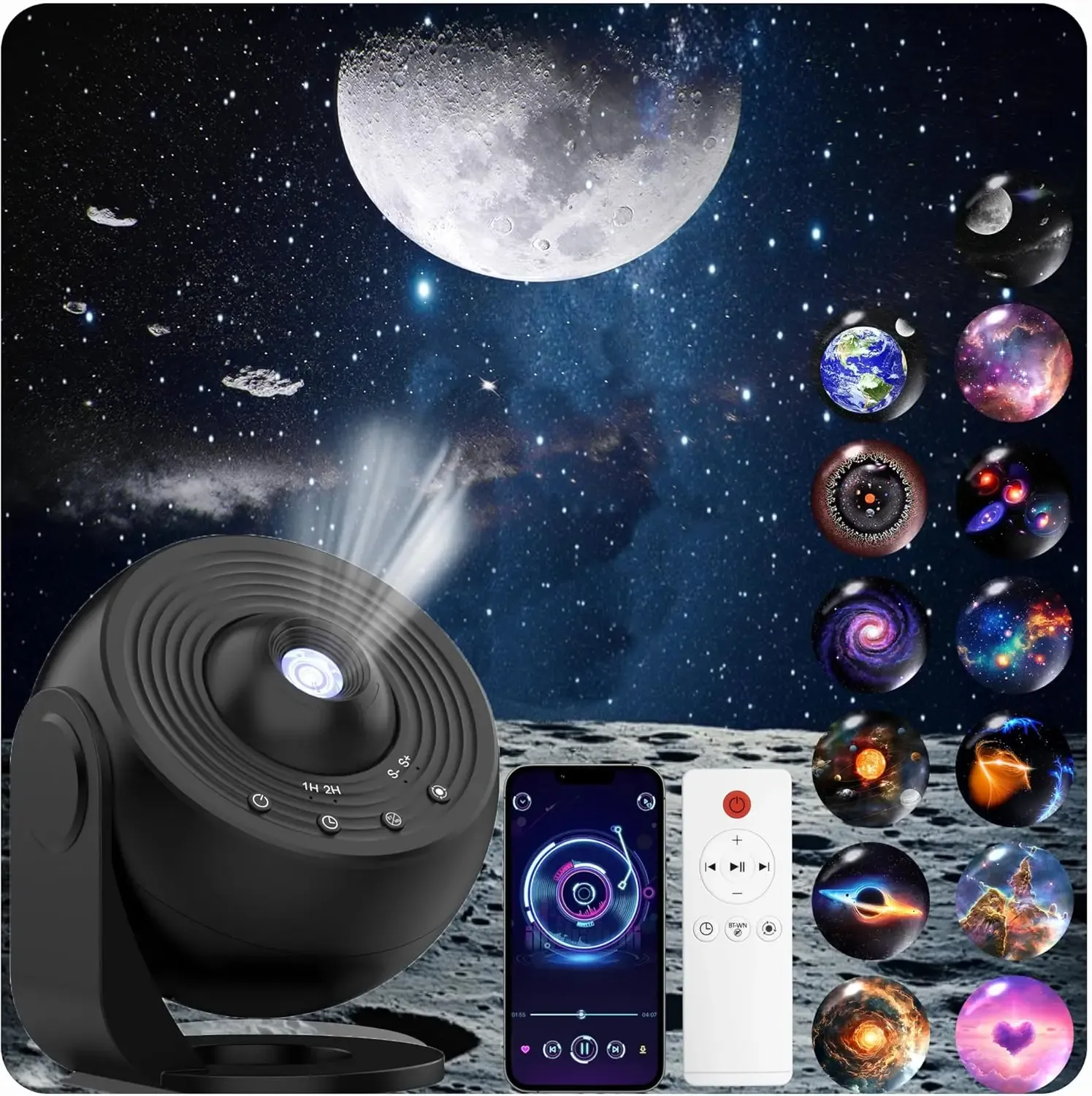 Projecteur d'étoiles Galaxy HD à disque Lmage amélioré, veilleuse planétarium avec télécommande et fonction Bluetooth pour chambre 8