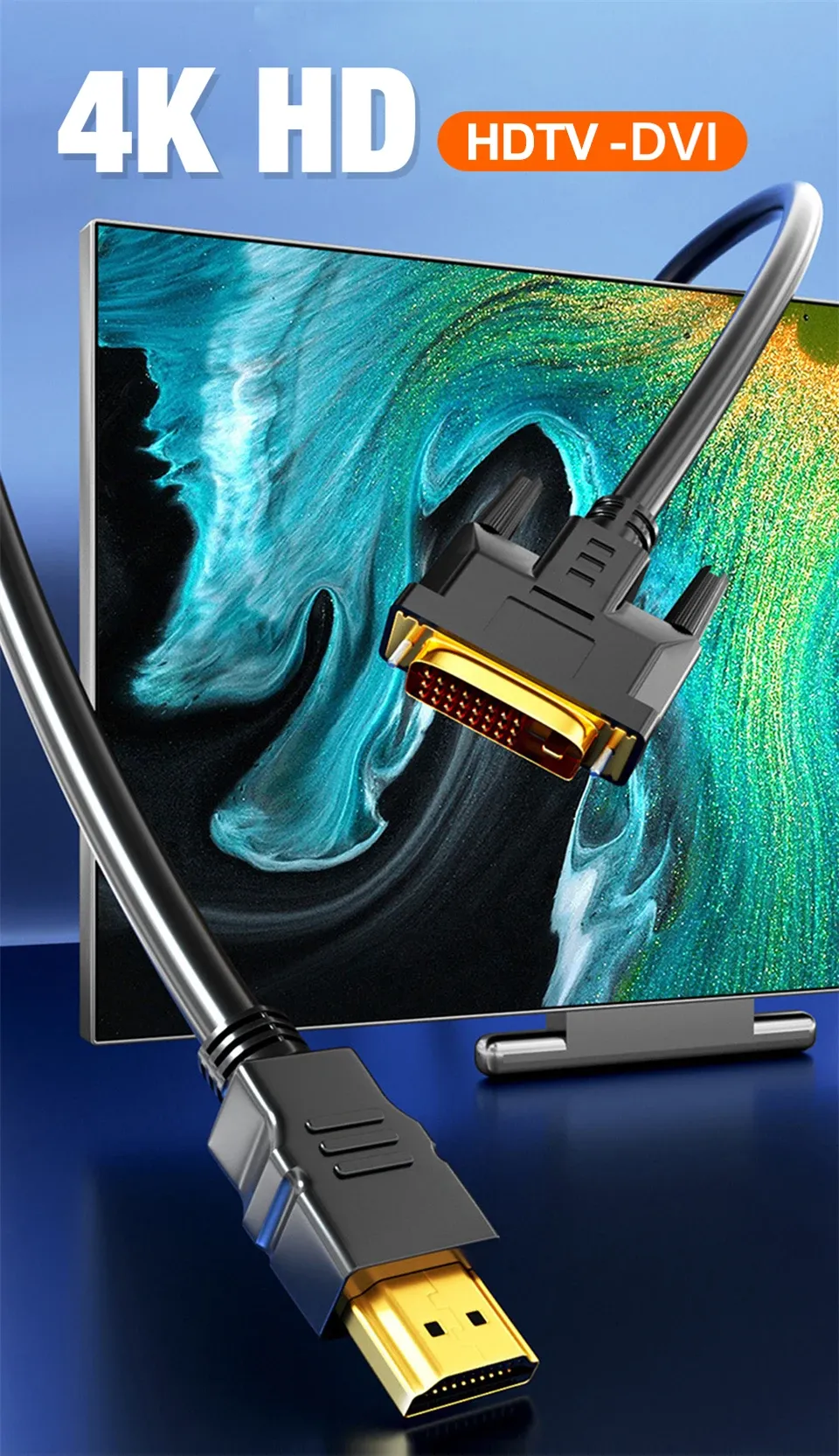 Câble convertisseur HDMI vers DVI 1080P, vue d'ensemble