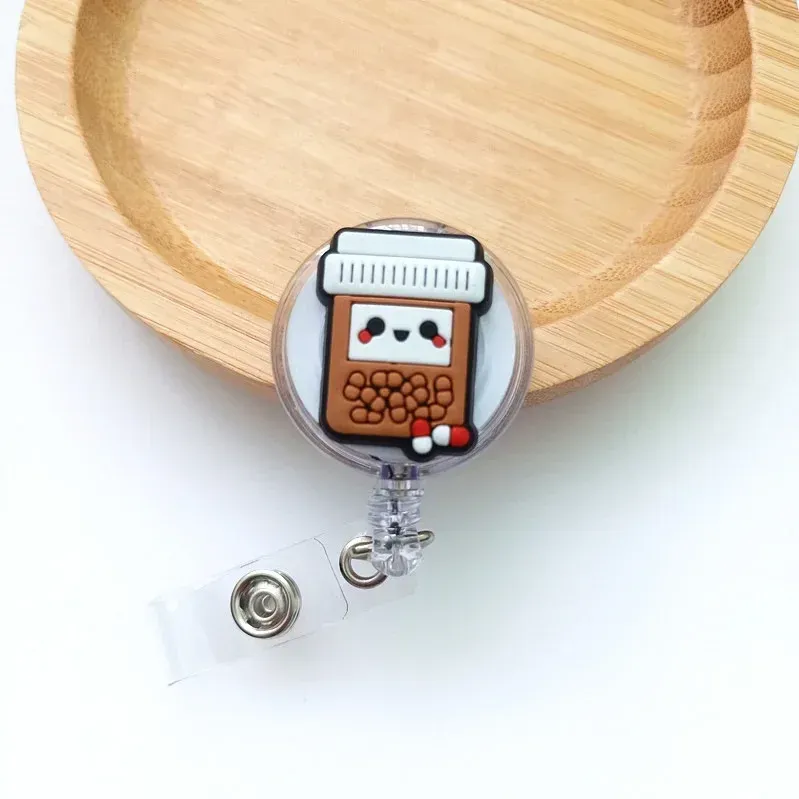 Porte-badge rétractable mignon à motif dessin animé pour médecin et infirmière 24