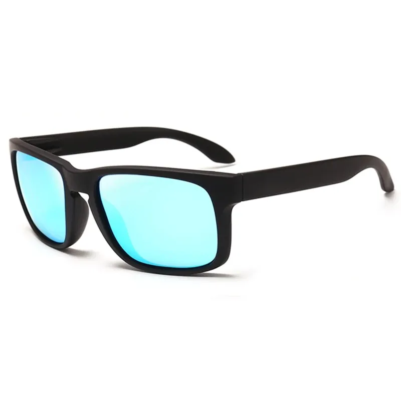 Lunettes de soleil carrées polarisées unisexes, style vintage, monture noire en plastique, protection UV400, idéales pour les sports de plein air 3