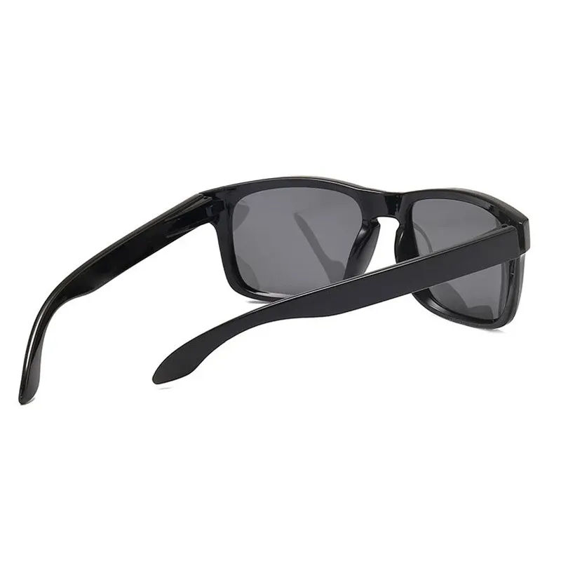 Lunettes de soleil carrées polarisées unisexes, style vintage, monture noire en plastique, protection UV400, idéales pour les sports de plein air 4