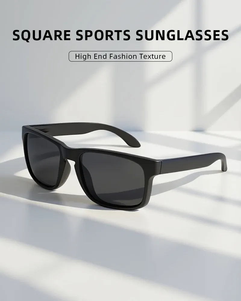 Lunettes de soleil carrées noires, vue de profil
