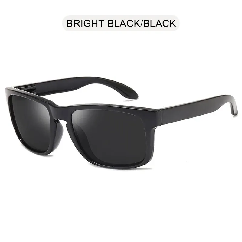 Lunettes de soleil carrées polarisées unisexes, style vintage, monture noire en plastique, protection UV400, idéales pour les sports de plein air 7