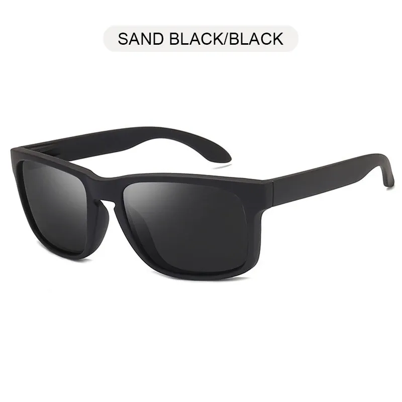 Lunettes de soleil carrées polarisées unisexes, style vintage, monture noire en plastique, protection UV400, idéales pour les sports de plein air 9