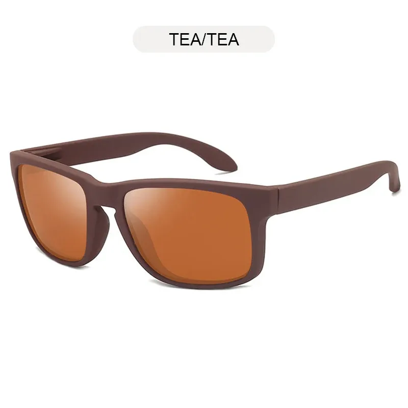 Lunettes de soleil carrées polarisées unisexes, style vintage, monture noire en plastique, protection UV400, idéales pour les sports de plein air 11