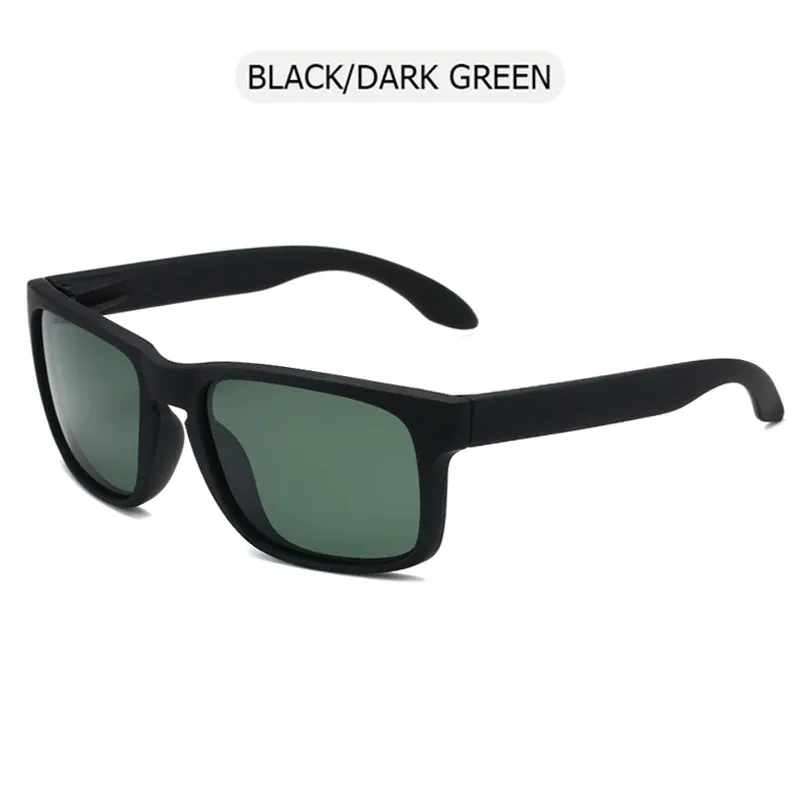 Lunettes de soleil carrées polarisées unisexes, style vintage, monture noire en plastique, protection UV400, idéales pour les sports de plein air 15
