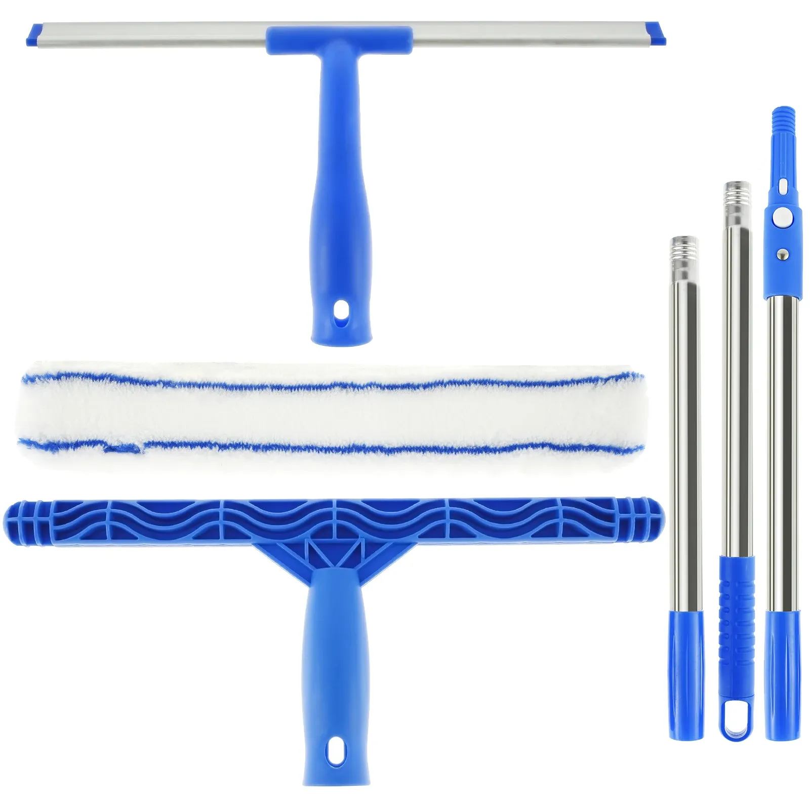 Brosse à vitres 3 en 1 avec manche long de 53 pouces, raclette nettoyante professionnelle pour vitres et taches d'eau, usage domestique et salle de bain 7