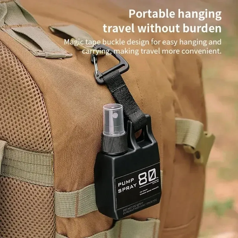 Flacon vaporisateur rechargeable avec mousqueton, pompe portable pour le camping et les voyages 3